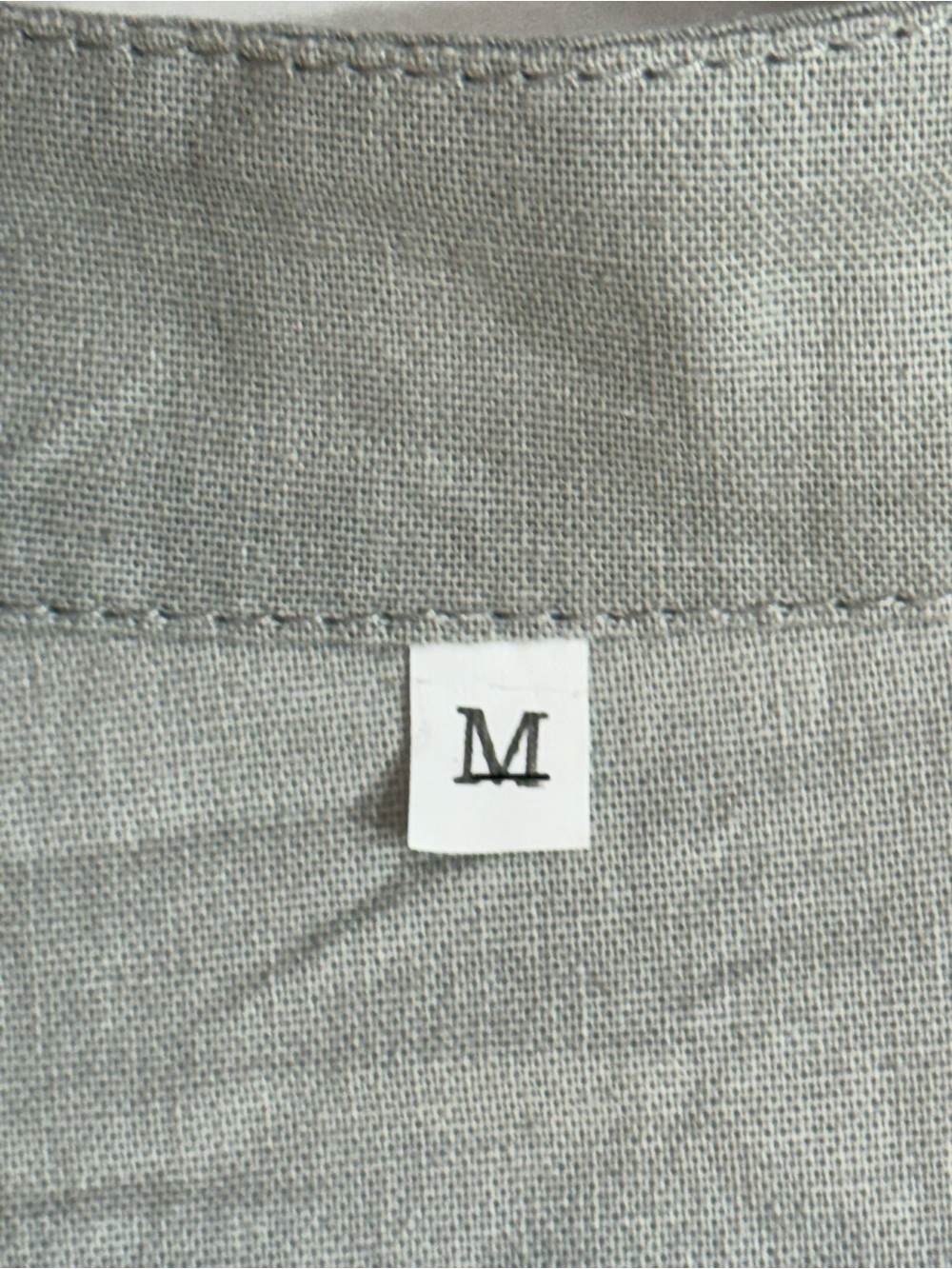 Band Collar 100% Cotton Linen Long Adjustable Sleeve Button Front Shirt Gray M - Picture 7 of 8